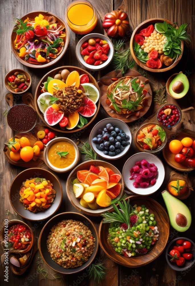 colorful vibrant arrangement various dishes artfully placed rustic wooden platter showcasing culinary creativity aesthetic appeal, food, presentation, gourmet colorful vibrant arrangement various dishes artfully placed rustic wooden platter showcasing culinary creativity aesthetic appeal, food, presentation, gourmet