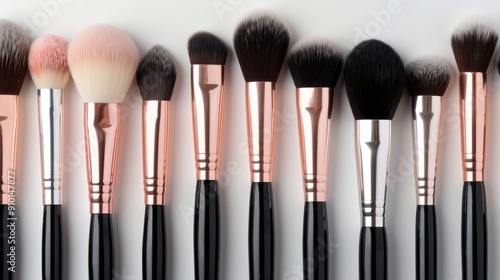 Makeup Brushes Displayed On Black Surface During Daylight