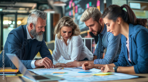 team of project managers planning and coordinating tasks for a large-scale project