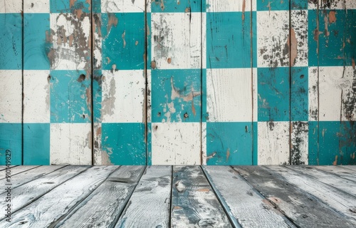 Colorful Weathered Wooden Planks in Rustic Arrangement