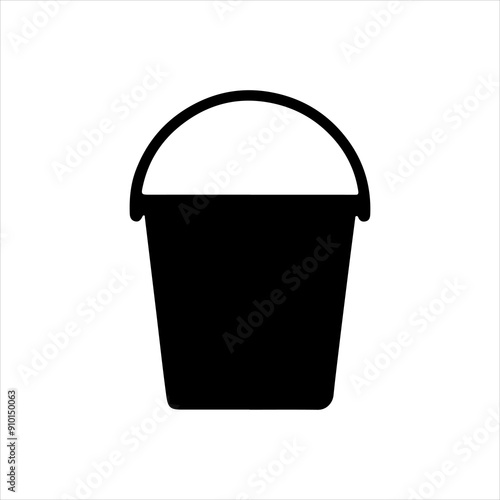 Plastic bucket silhouette isolated on white background. Bucket icon vector illustration design.