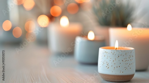 Soft Candlelight on a Table With Warm Bokeh Background at Dusk