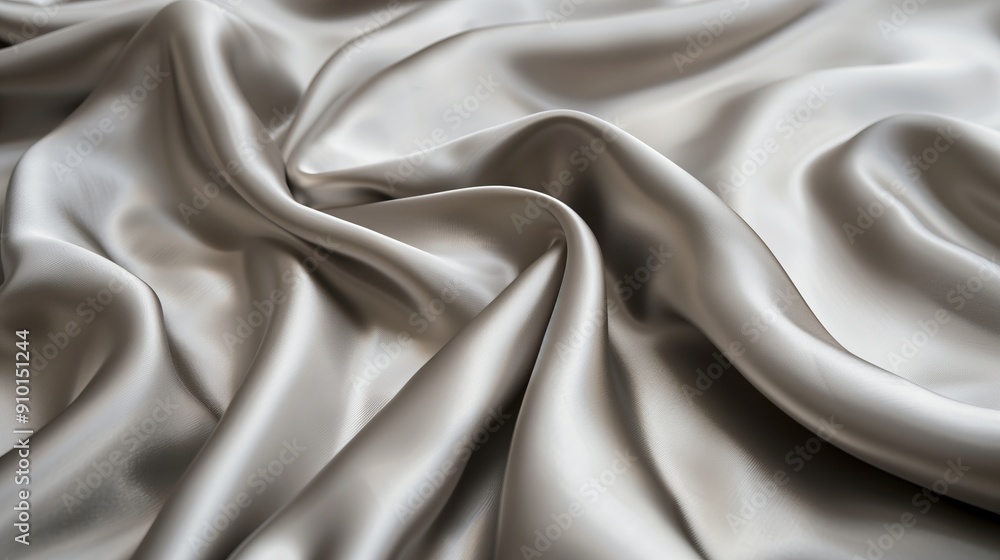 Fototapeta premium Exquisite, silver silk fabric with a luxurious texture, highlighting the highest quality.