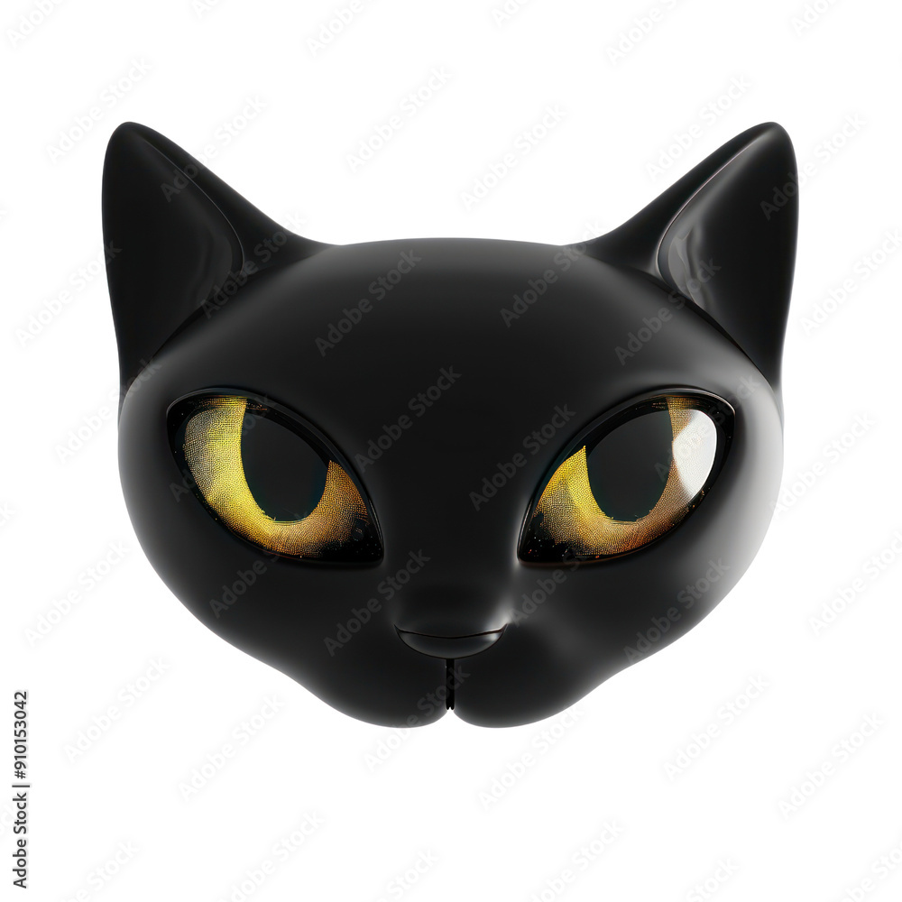 A black cat with yellow eyes is the main focus of the image, 3D illustration, Halloween, Clipart, 3d render, isolate on a transparent background. A black cat with yellow eyes is the main focus of the image, 3D illustration, Halloween, Clipart, 3d render, isolate on a transparent background.