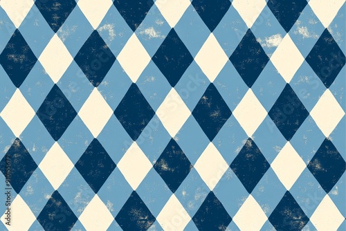 Bavarian Oktoberfest seamless pattern with blue and white rhombus 