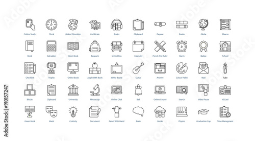 School and Education: Comprehensive Icon Set