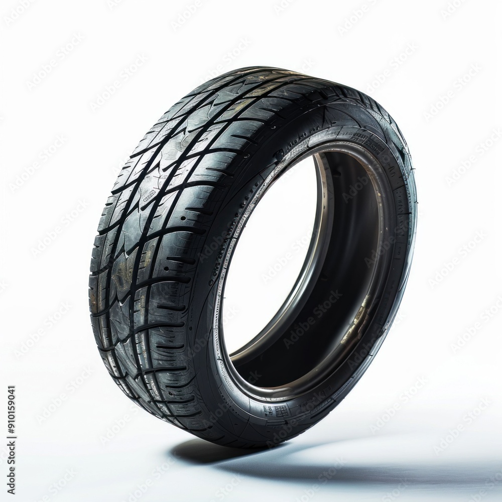 Single Tire Isolated on White Background. Generative ai Single Tire Isolated on White Background. Generative ai