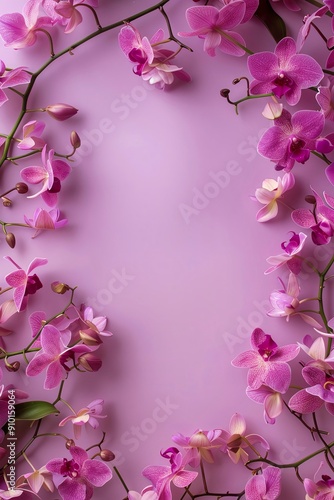 Thai Orchid Arrangements, border, background wallpaper, blank in the middle, minimalism, negative space, used for postcard template