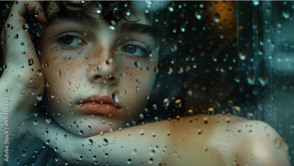 a sad and gloomy young boy a sad and gloomy young boy