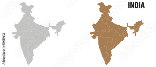 India map, India national map vector image on white background