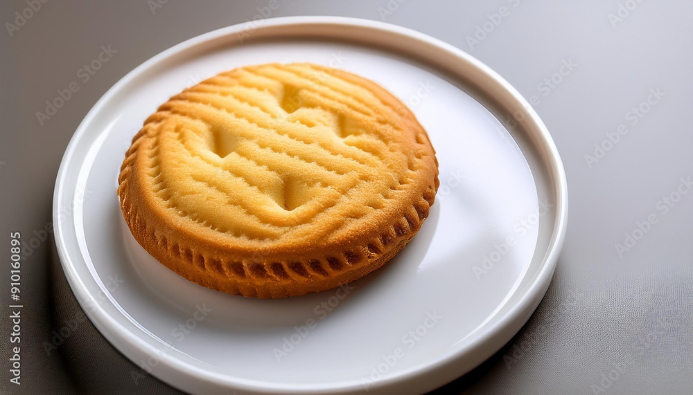 A Single Freshly Baked Biscuit on a White Plate A Single Freshly Baked Biscuit on a White Plate