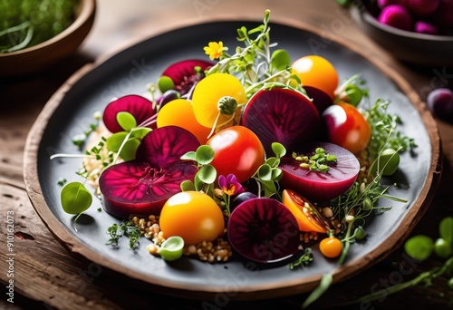 vibrantly crafted dishes featuring array colorful ingredients artful presentation appealing culinary experience, meal, arrangement, food, palette, visual