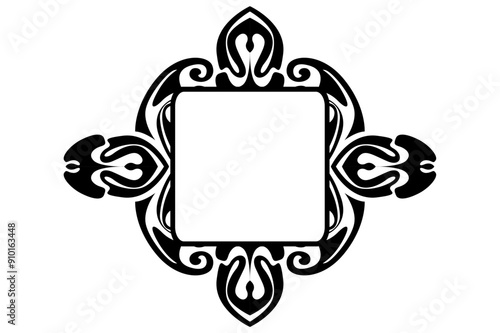 Border Frame Ornament Design with Black Liquid Theme for Decoration