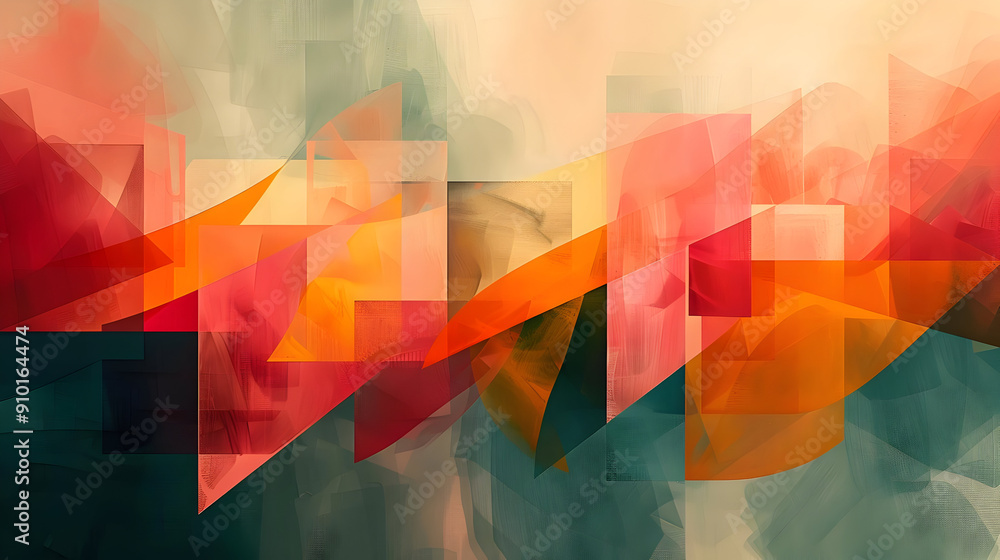 Abstract Geometric Background with Red, Orange, and Green Abstract Geometric Background with Red, Orange, and Green