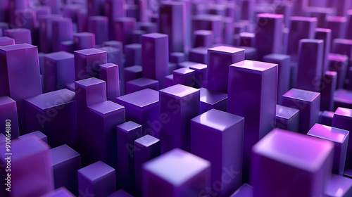 Purple 3D Abstract Background with Glossy Cubes