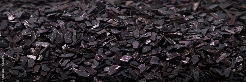 Small, textured black granules of activated charcoal arranged closely together, showcasing their rich color and unique shapes under bright illumination Small, textured black granules of activated charcoal arranged closely together, showcasing their rich color and unique shapes under bright illumination