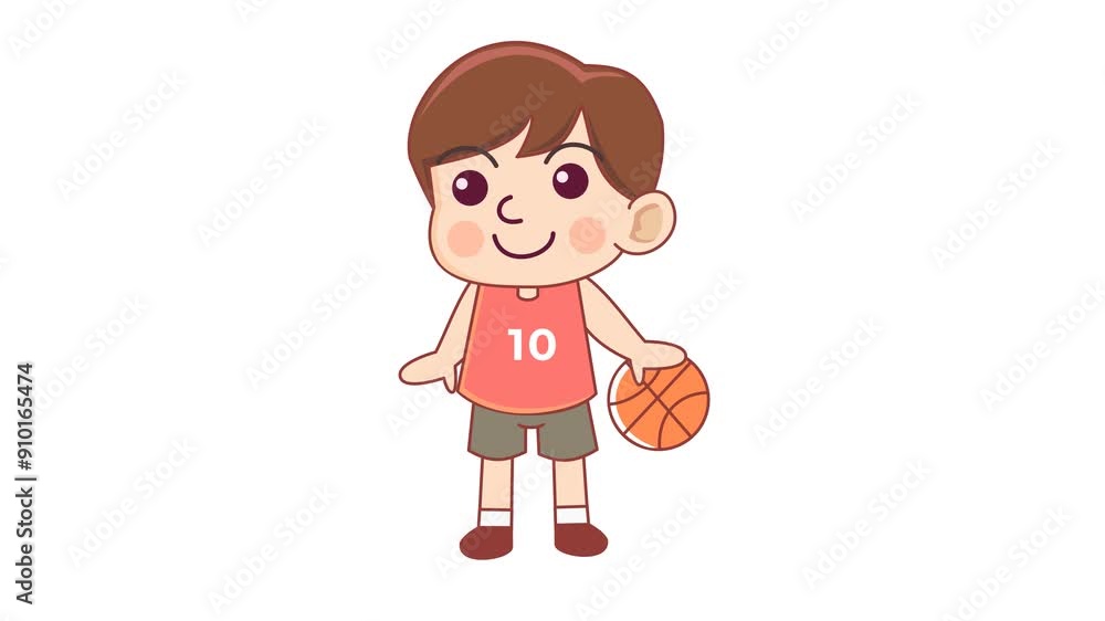 Boy Play Basketball Cartoon Animation in Transparent Background. Suitable for Sport Game Video Content Boy Play Basketball Cartoon Animation in Transparent Background. Suitable for Sport Game Video Content