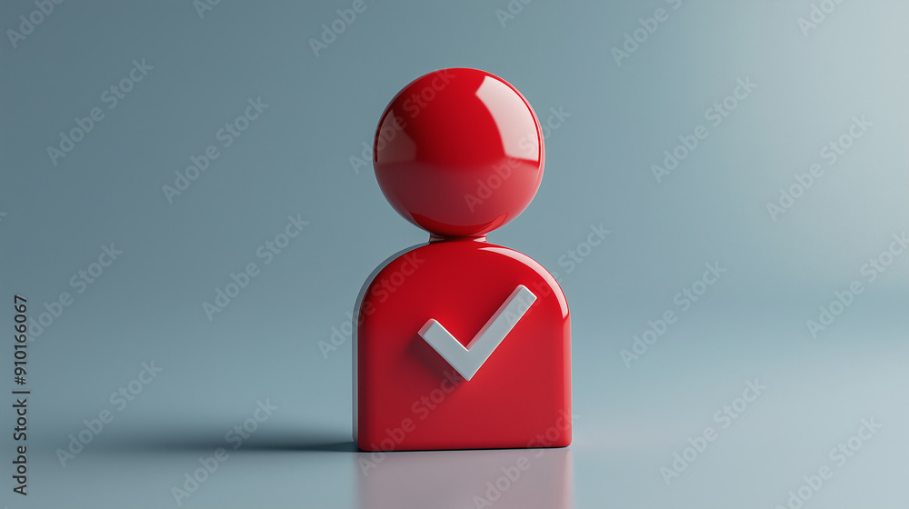 A red icon of a person with a white checkmark on a gray background, symbolizing approval, verification, and positive identification. A red icon of a person with a white checkmark on a gray background, symbolizing approval, verification, and positive identification.