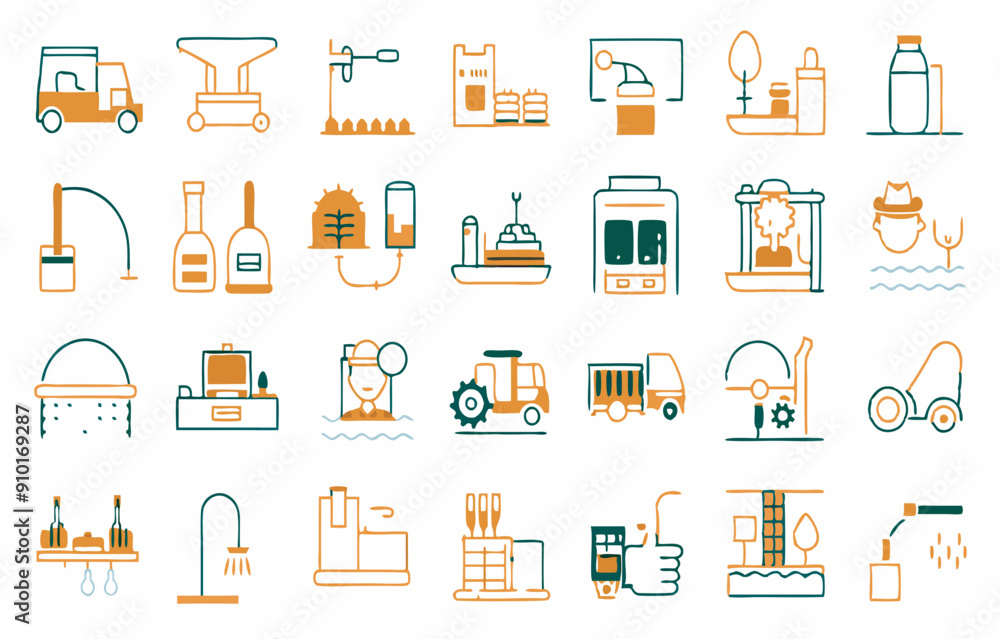 Collection of special smart farming icons in orange combination can use for design. It's a vector file and totally editable content. Collection of special smart farming icons in orange combination can use for design. It's a vector file and totally editable content.