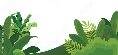 Tropical leaf border set on a background of nature.