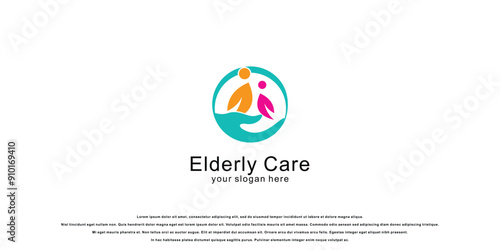 Best elderly care logo design with modern concept  premium vector