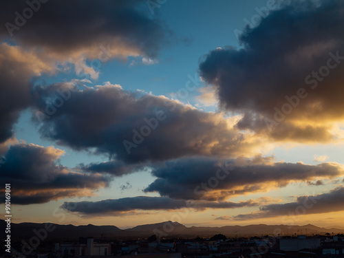 sunset over the city