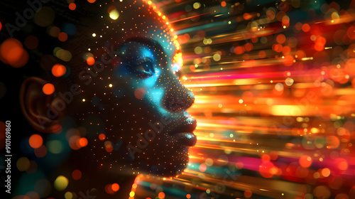 Abstract 3D Woman with Glowing Lights