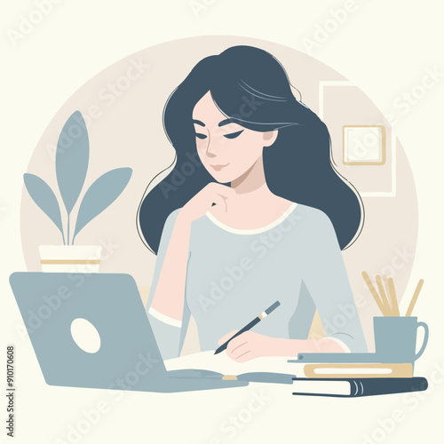 Concept illustration of online courses, distance studying, self education, digital library. E-learning banner. Online education. Vector illustration in flat style