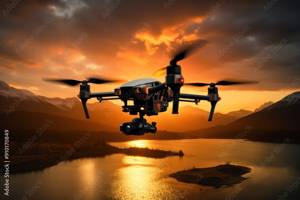 Drones illuminated by stunning sunsets or sunrises Drones illuminated by stunning sunsets or sunrises