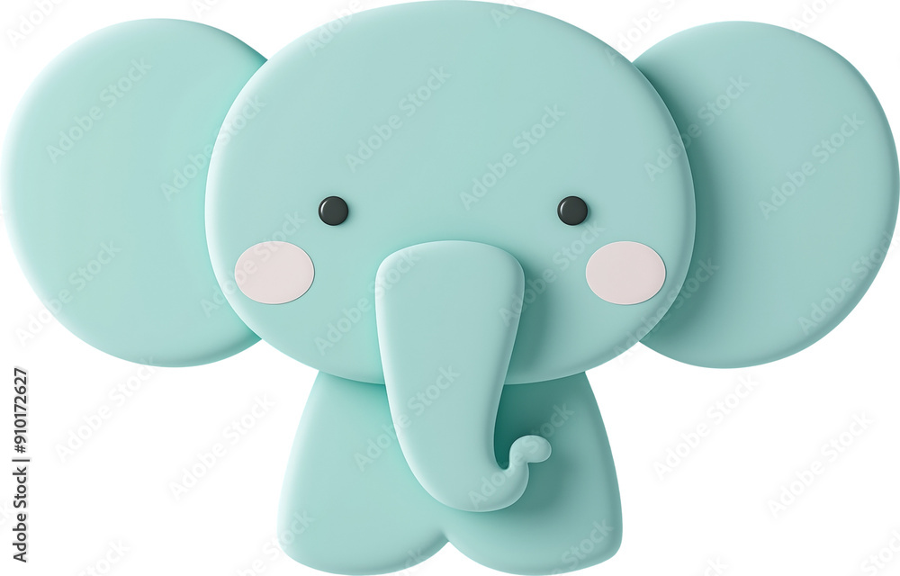 Cute blue elephant toy with large ears isolated on transparent background. Cute blue elephant toy with large ears isolated on transparent background.