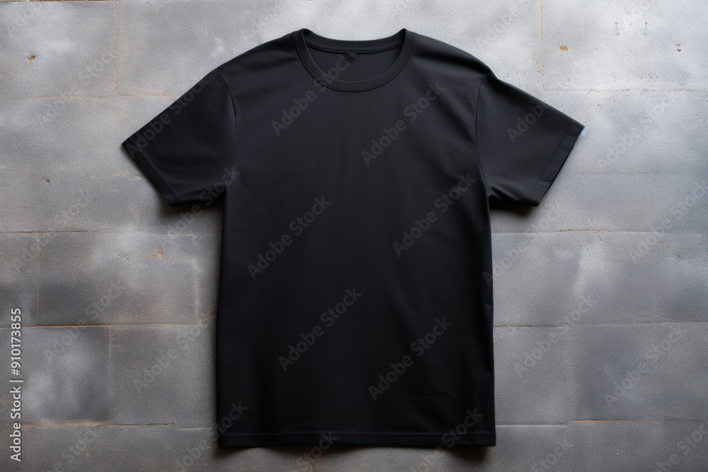 Black Shirt Mockup on Concrete Wall Background: Blank Black T-Shirt Mockup Unisex for Branding, Fashion Design, and Product Display Black Shirt Mockup on Concrete Wall Background: Blank Black T-Shirt Mockup Unisex for Branding, Fashion Design, and Product Display