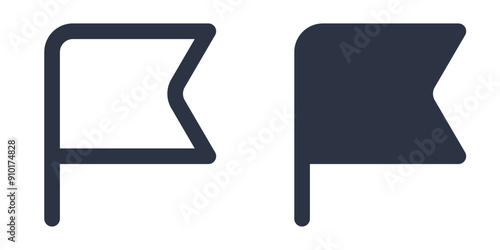 Flag simple icons set designed in filled, outline, line and stroke style
