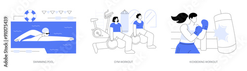 College sport facilities isolated cartoon vector illustrations se