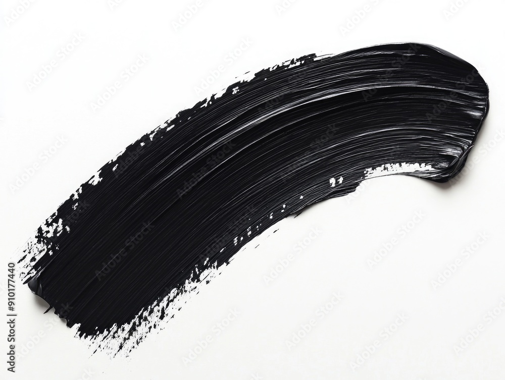 Close-up shot of a black brush on a white surface, ready for artistic use Close-up shot of a black brush on a white surface, ready for artistic use