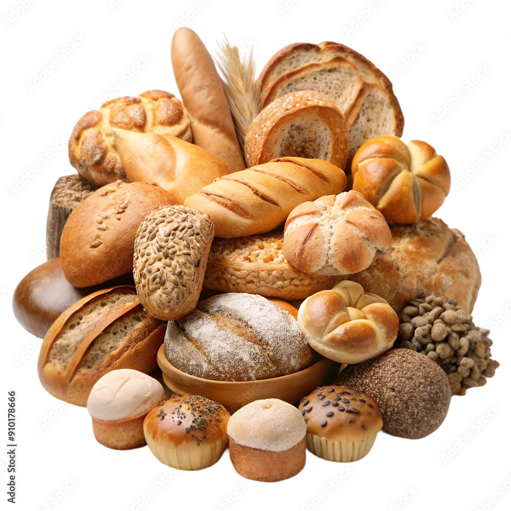 A variety of breads and buns arranged in a circle A variety of breads and buns arranged in a circle