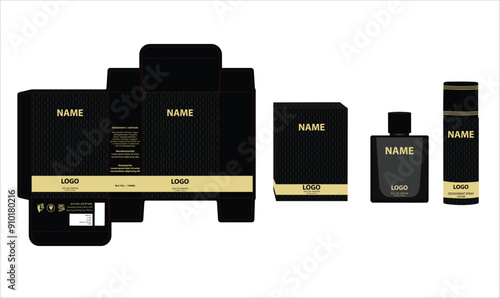 Packaging design, luxury perfume box, deo design mock up box. Illustration vector.
