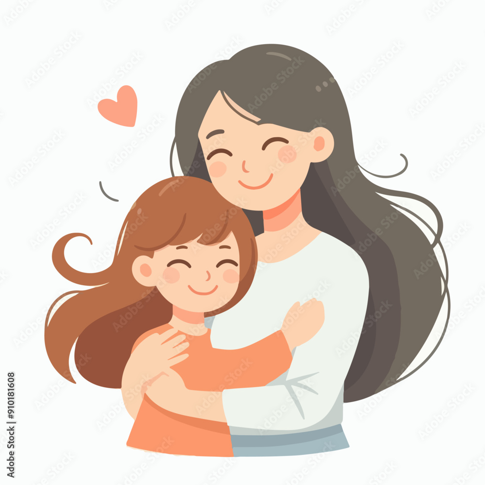 mother holds her son with care and love. Happy Mothers Day concept with mom and small boy. Vector illustration mother holds her son with care and love. Happy Mothers Day concept with mom and small boy. Vector illustration