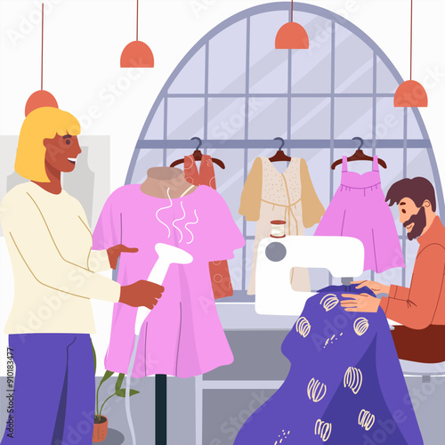 Hand drawn sewing workshop, measurements for tailoring composition.