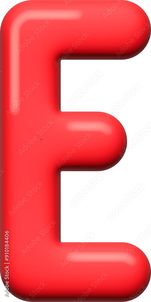 3D font balloon red alphabet letters E