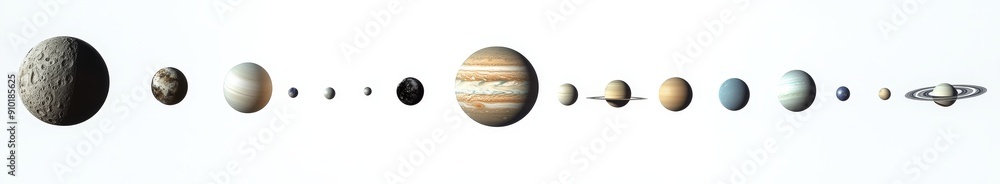 Various celestial bodies, including sun, earth, moon, mars, and Saturn, isolated on white Various celestial bodies, including sun, earth, moon, mars, and Saturn, isolated on white