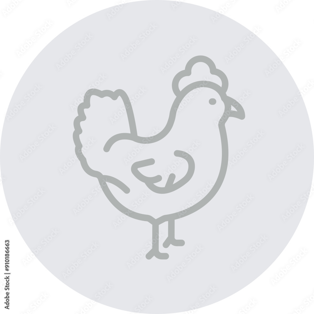 Chicken Vector Line Grey Circle Grey Chicken Vector Line Grey Circle Grey