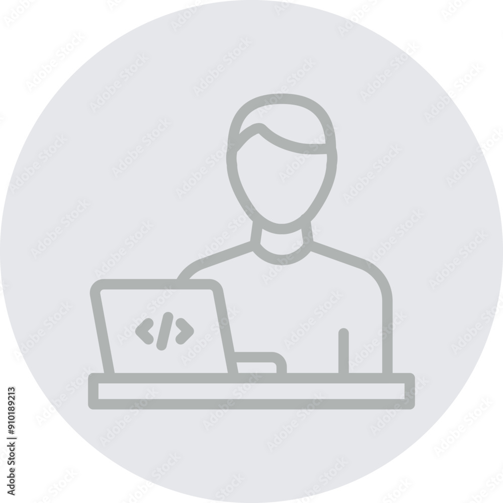 Digital Nomad Vector Line Grey Circle Grey Digital Nomad Vector Line Grey Circle Grey
