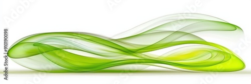 Green abstract lines swirl elegantly on a white background, creating a dynamic and harmonious visual effect that captivates the viewer