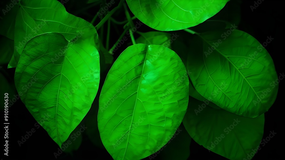 Close up of green leaves with sunlight and bokeh background., close up of a green plant Close up of green leaves with sunlight and bokeh background., close up of a green plant