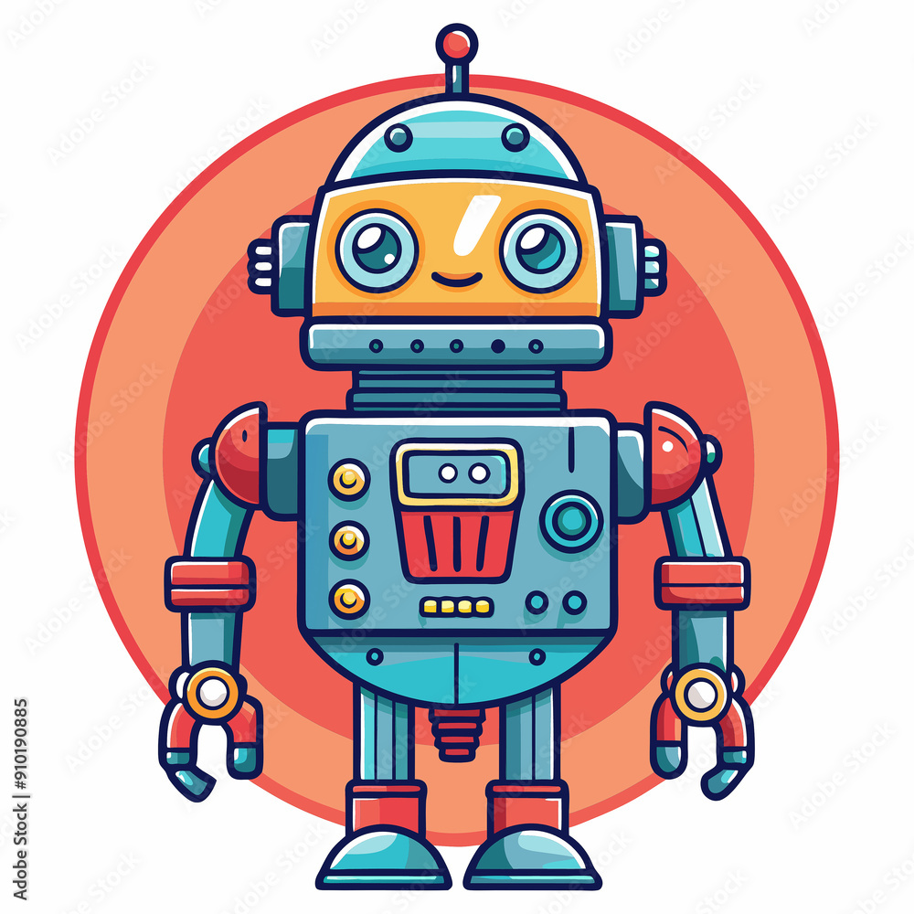 Cute robot cartoon icon character isolated, graphic design sign Cute robot cartoon icon character isolated, graphic design sign