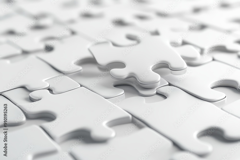 Close-up of white jigsaw puzzle pieces. Jigsaw puzzle background emphasizing teamwork, challenge, and problem-solving concepts. Close-up of white jigsaw puzzle pieces. Jigsaw puzzle background emphasizing teamwork, challenge, and problem-solving concepts.