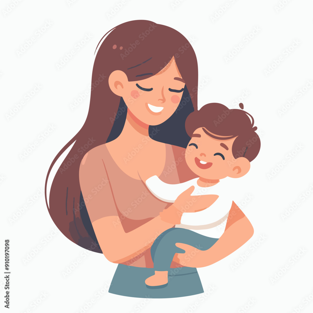 Obraz premium Mother and kid. Pregnant woman, mom play with son, hold baby, hug daughter and read book. Happy mothers day