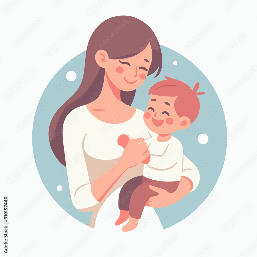 Mother and kid. Pregnant woman, mom play with son, hold baby, hug daughter and read book. Happy mothers day