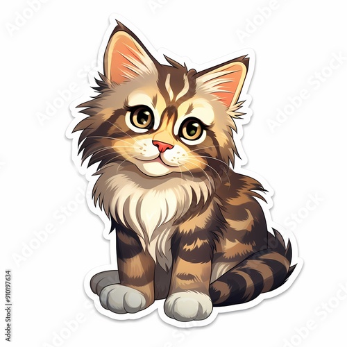 Majestic long-haired cat illustration ideal for pet-themed products, decor, and engaging designs.