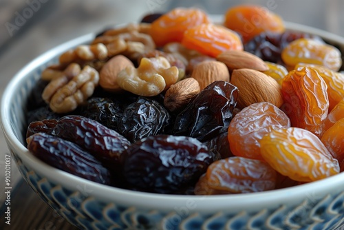 Fruits secs en gros plan dans un bol. Close-up of dried fruit in a bowl. photo